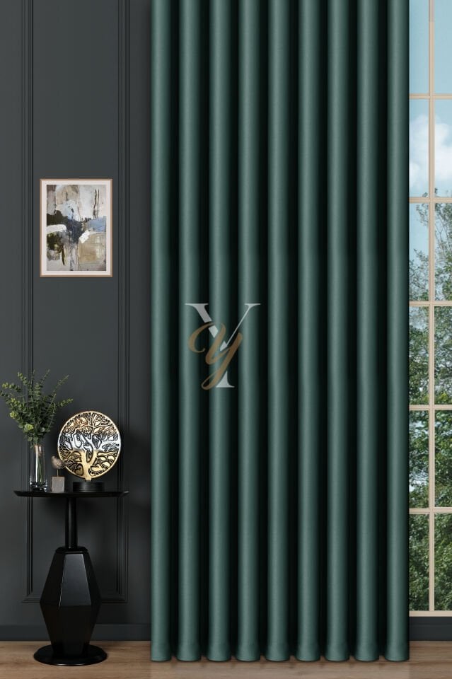 Blackout Fon Perde V-2037 Koyu Yeşil