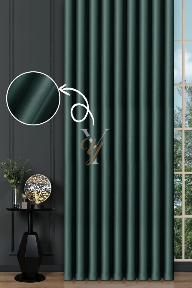 Blackout Fon Perde V-2037 Koyu Yeşil