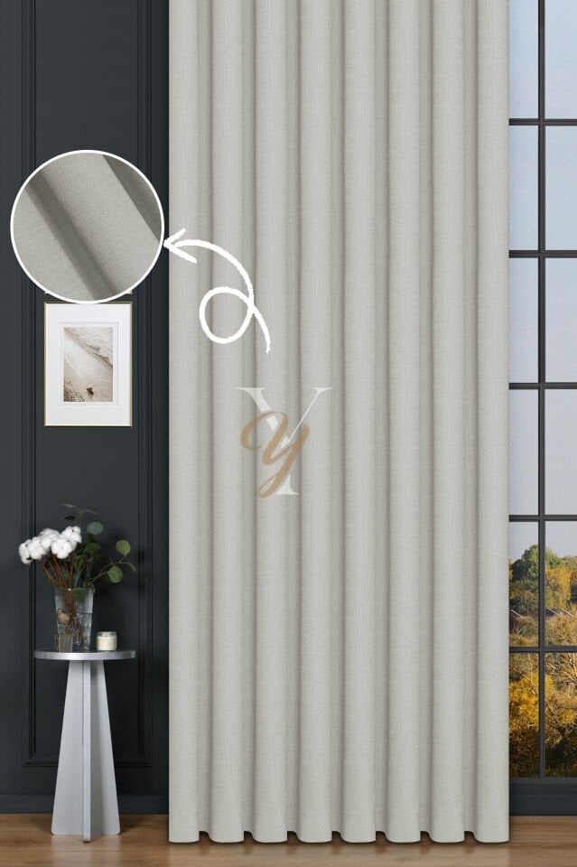 Keten Fon Perde V-4001 Ekru