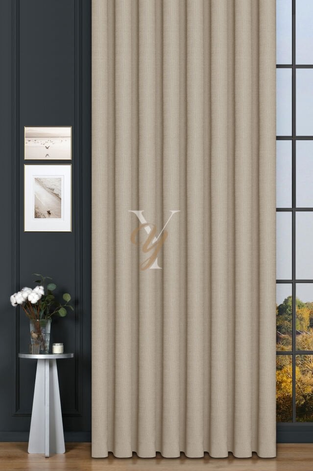 Keten Fon Perde V-4004 Krem