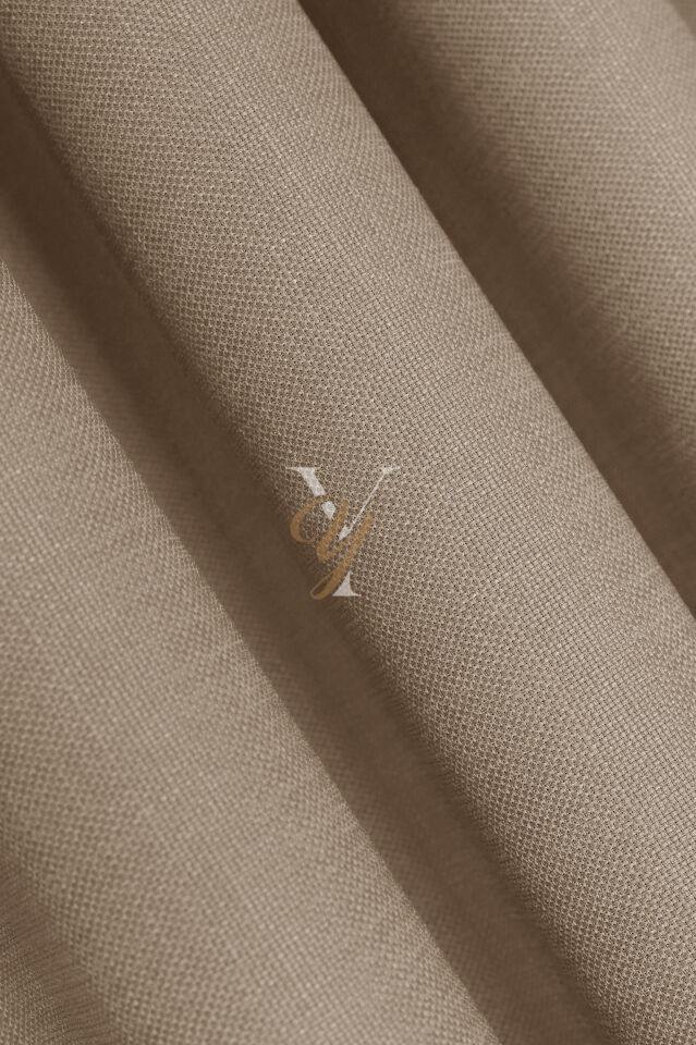 Keten Fon Perde V-4005 Koyu Krem