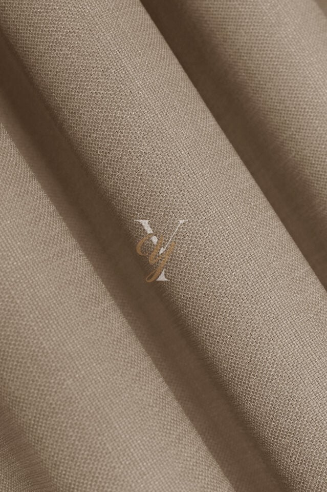 Keten Fon Perde V-4005 Koyu Krem