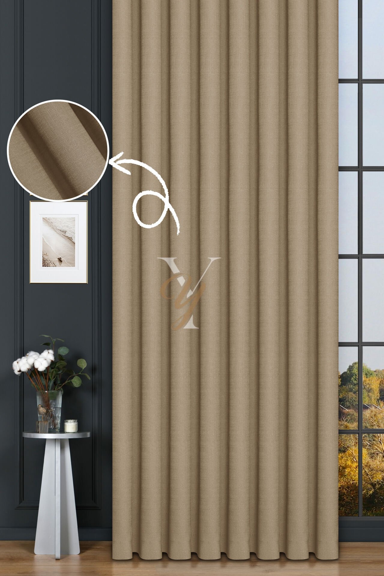 Keten Fon Perde V-4006 Bal Köpüğü