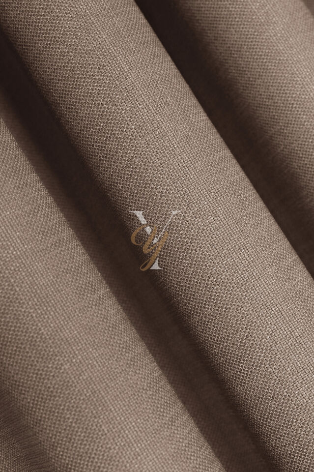 Keten Fon Perde V-4009 Açık Kahve