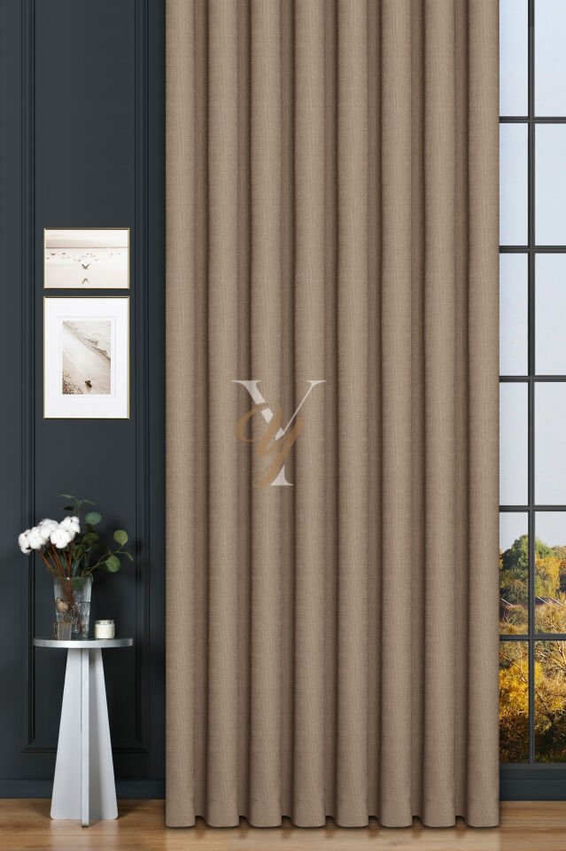 Keten Fon Perde V-4010 Latte