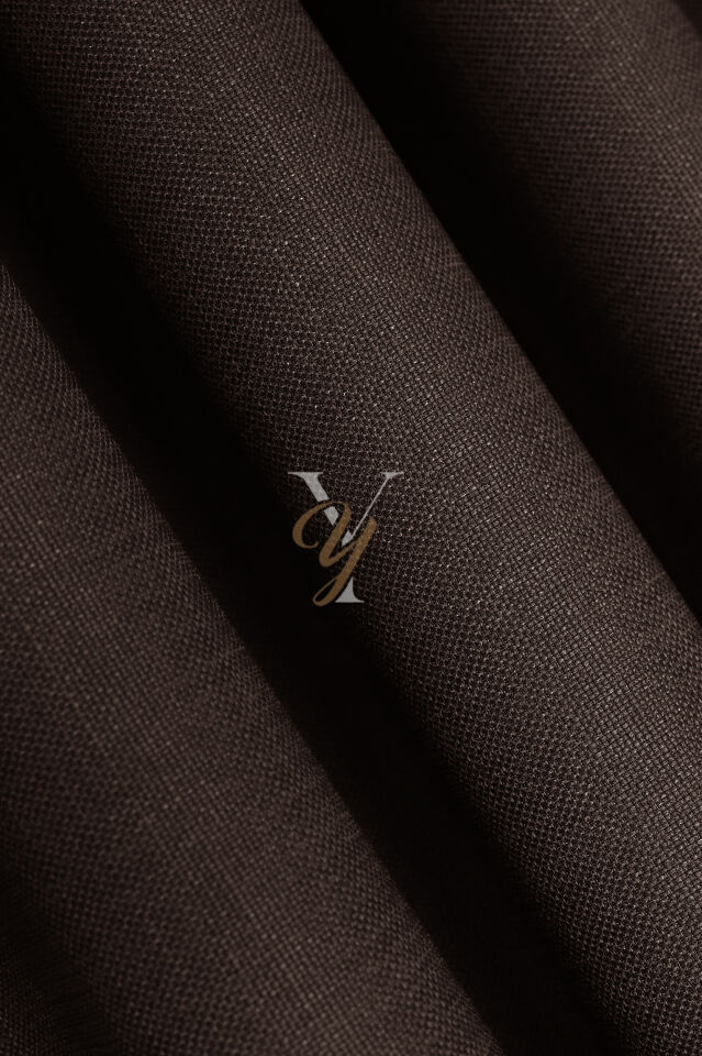 Keten Fon Perde V-4012 Acı Kahve