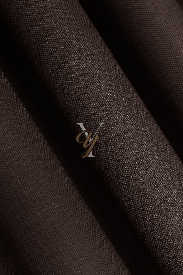 Keten Fon Perde V-4012 Acı Kahve