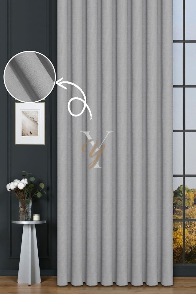 Keten Fon Perde V-4013 Taş