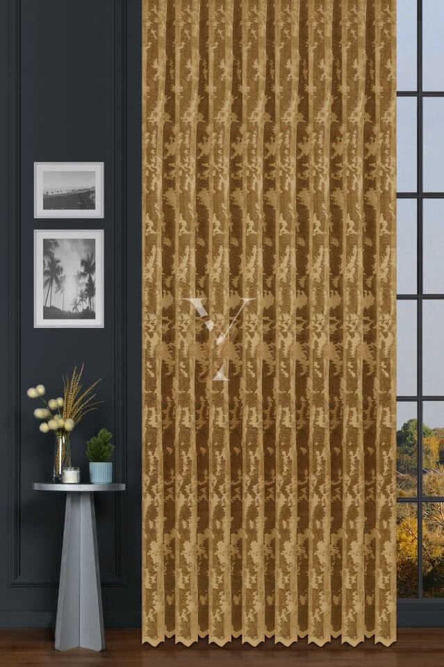 Kdk Pırıltı Lüx Tül Perde Bulut V-Hardal