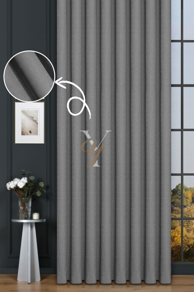 Keten Fon Perde V-4016 Silver