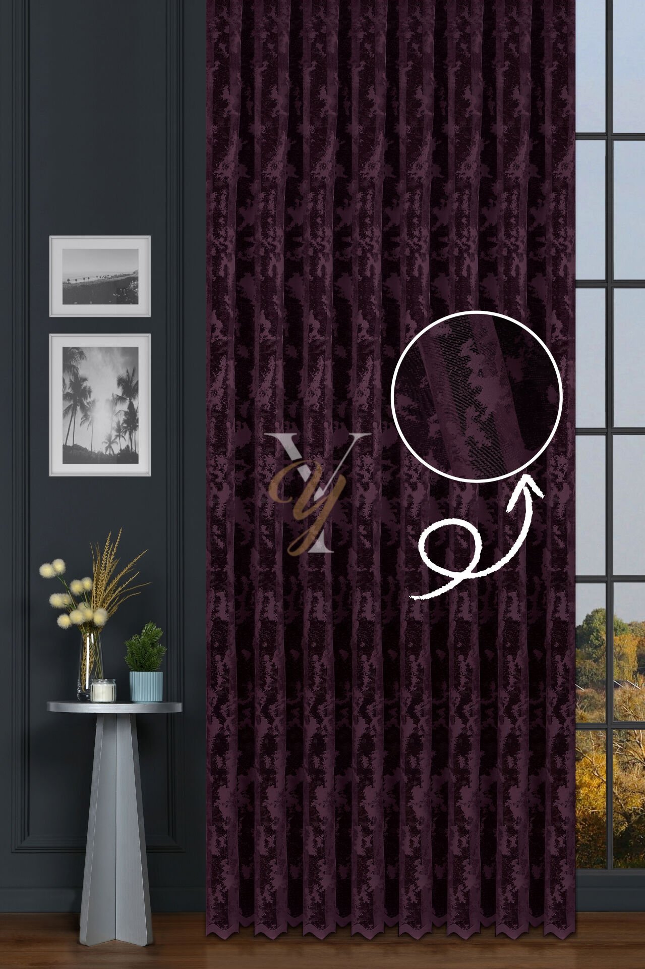 Kdk Pırıltı Lüx Tül Perde Bulut V-Pat.Moru