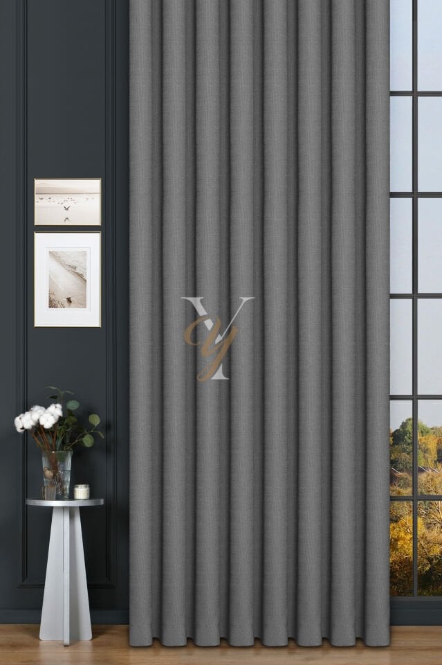 Keten Fon Perde V-4018 Açık Antrasit