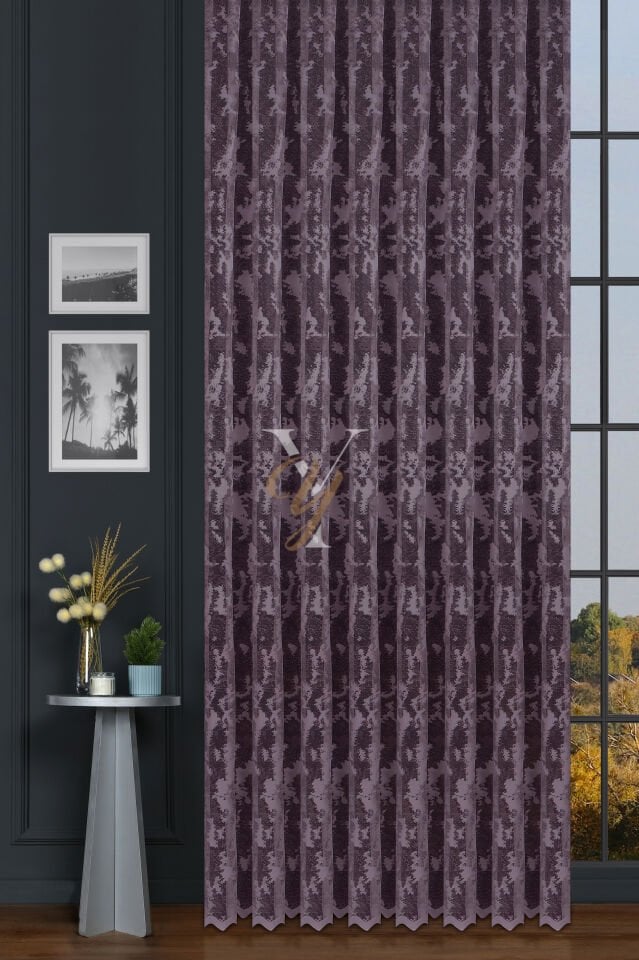 Kdk Pırıltı Lüx Tül Perde Bulut V-Mürdüm