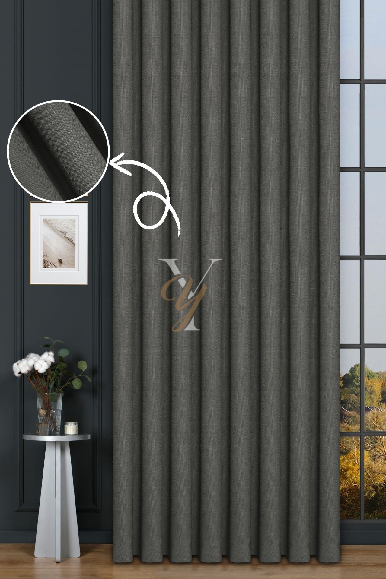 Keten Fon Perde V-4019 Arsenik