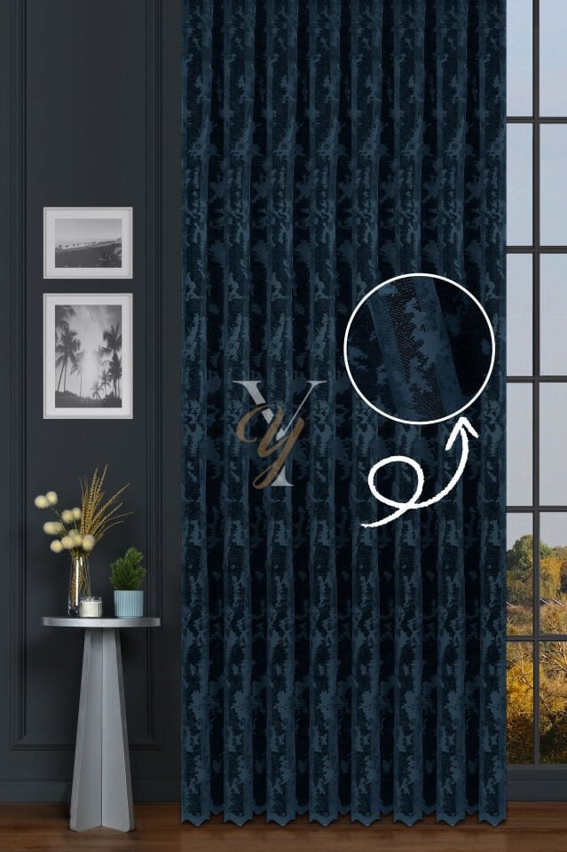 Kdk Pırıltı Lüx Tül Perde Bulut V-Petrol