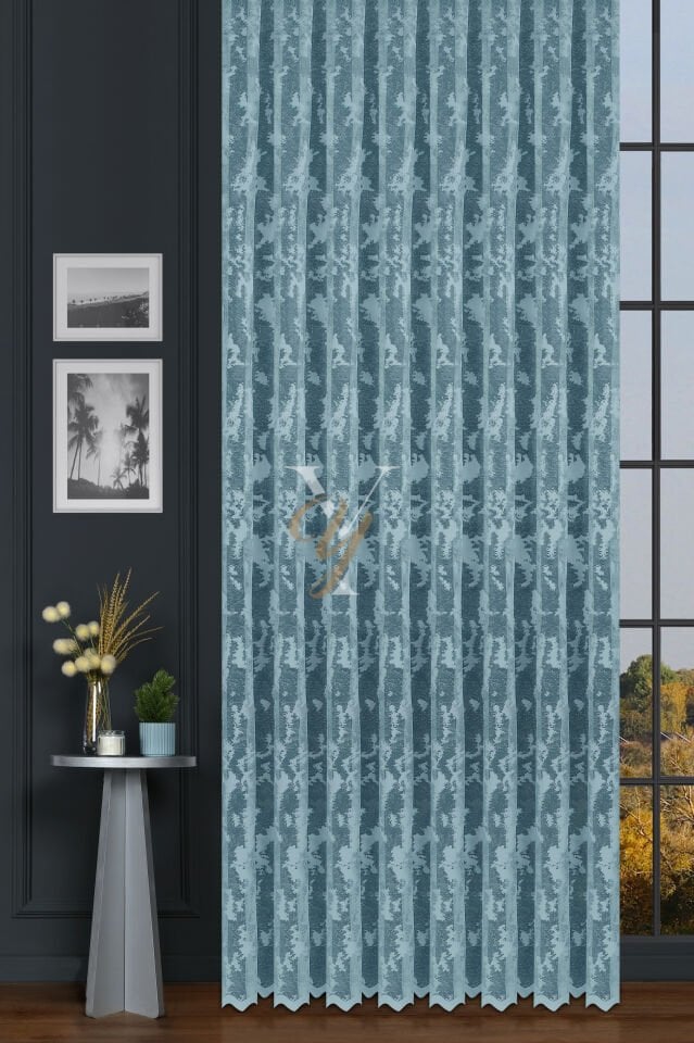 Kdk Pırıltı Lüx Tül Perde Bulut V-Turkuaz