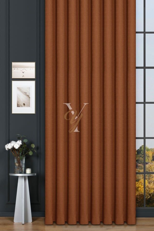 Keten Fon Perde V-4022 Turuncu