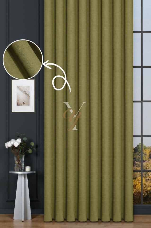 Keten Fon Perde V-4024 Fıstık Yeşili