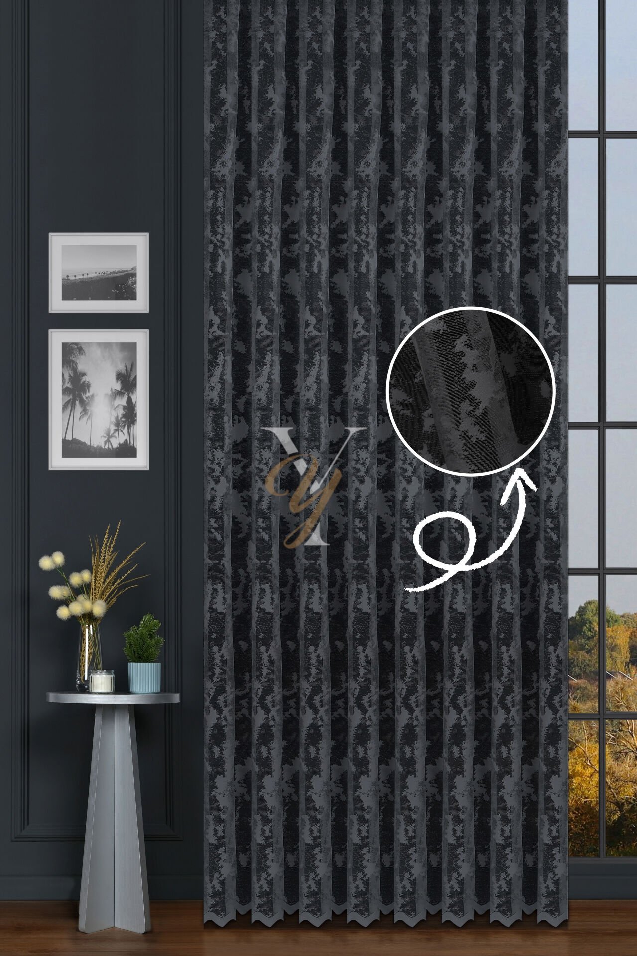 Kdk Pırıltı Lüx Tül Perde Bulut V-Gri