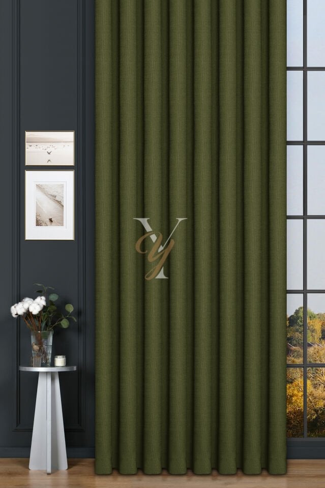 Keten Fon Perde V-4025 Çam Yeşili