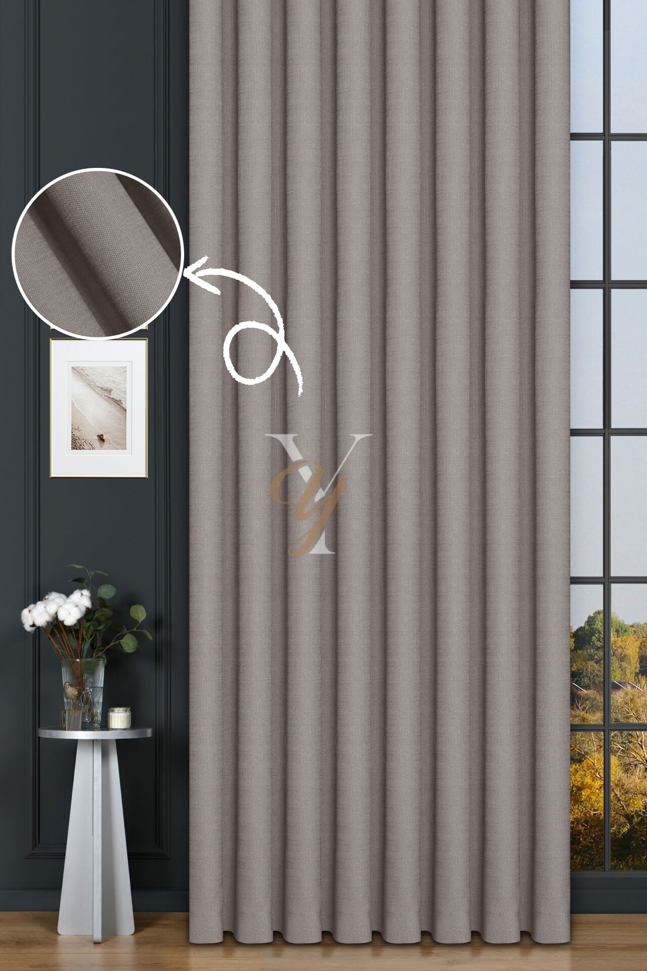 Keten Fon Perde V-4026 Sis