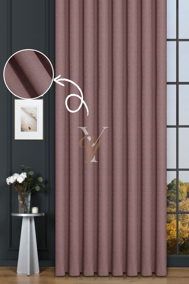 Keten Fon Perde V-4029 Pembe