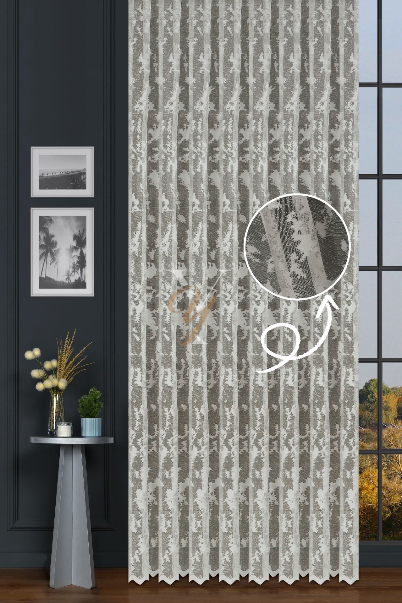 Kdk Pırıltı Lüx Tül Perde Bulut V-Bej