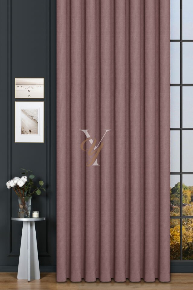 Keten Fon Perde V-4029 Pembe