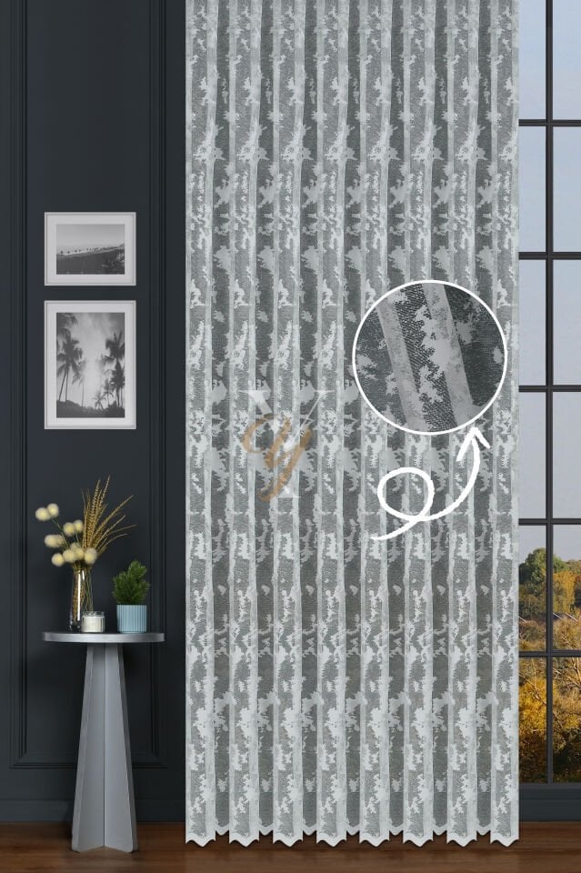 Kdk Pırıltı Lüx Tül Perde Bulut V-Krem