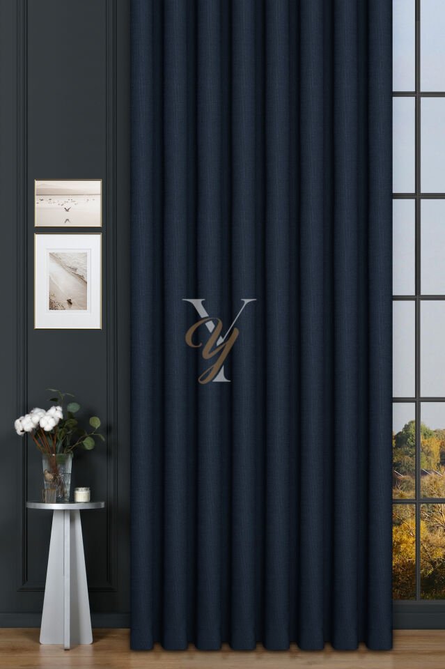 Keten Fon Perde V-4034 Lacivert