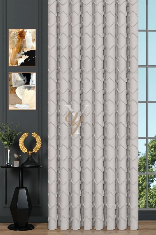 Jakar Kesme Fon Perde Ezgi V-6001 Ekru