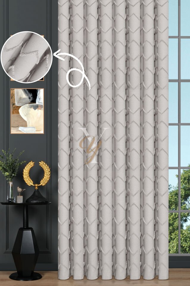 Jakar Kesme Fon Perde Ezgi V-6001 Ekru