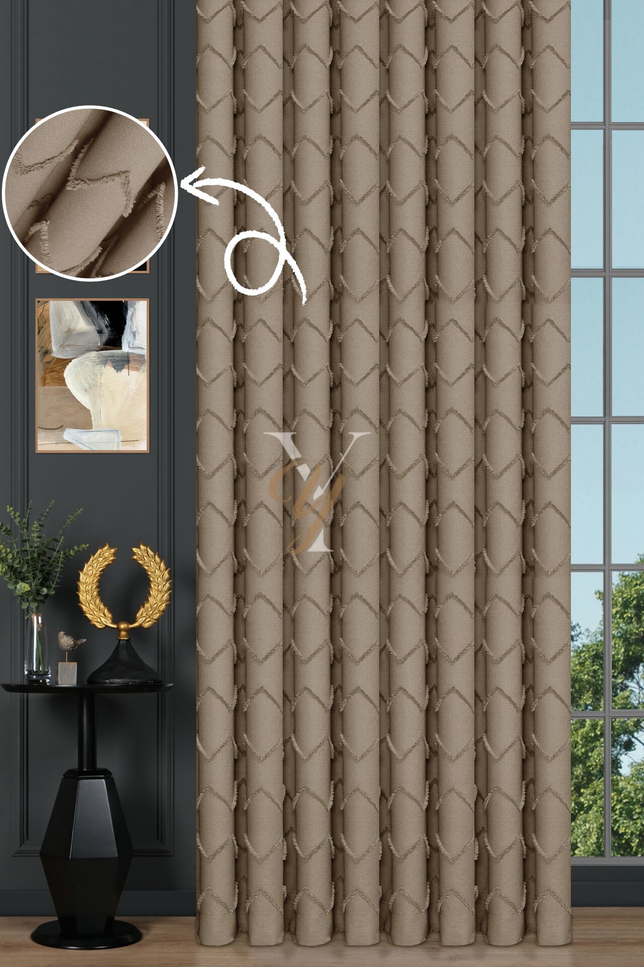 Jakar Kesme Fon Perde Ezgi V-6002 Krem