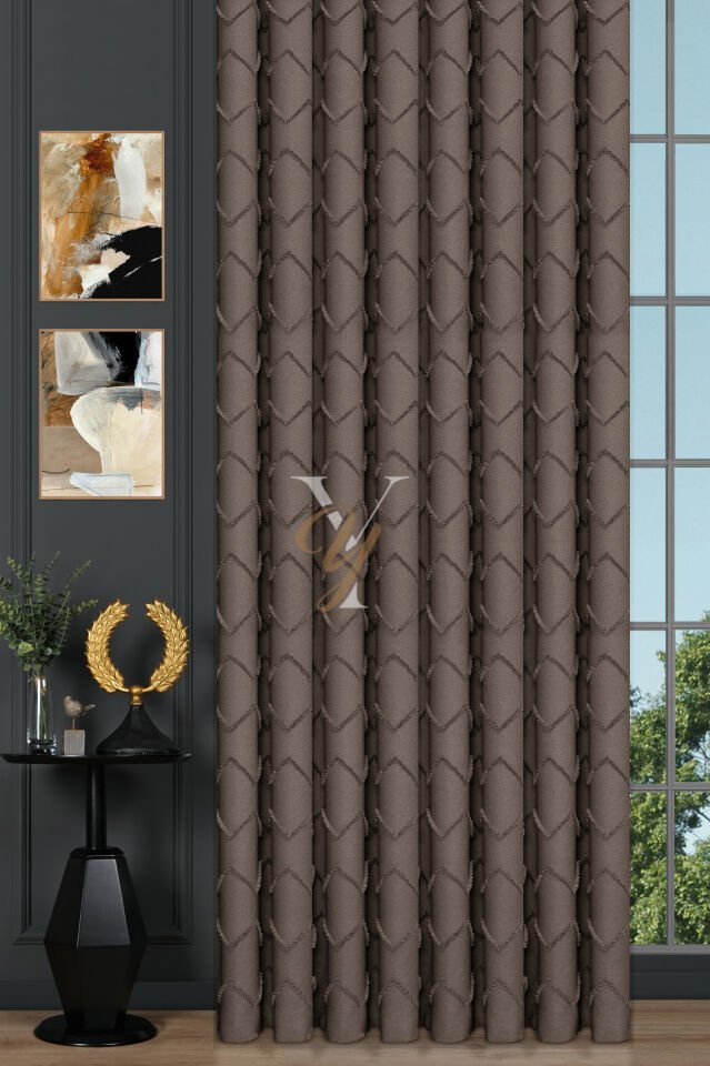 Jakar Kesme Fon Perde Ezgi V-6013 Kahve