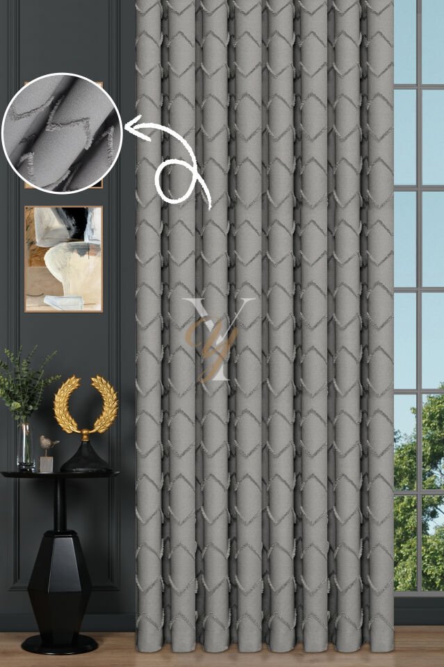 Jakar Kesme Fon Perde Ezgi V-6014 Gri