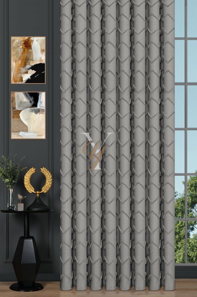 Jakar Kesme Fon Perde Ezgi V-6014 Gri
