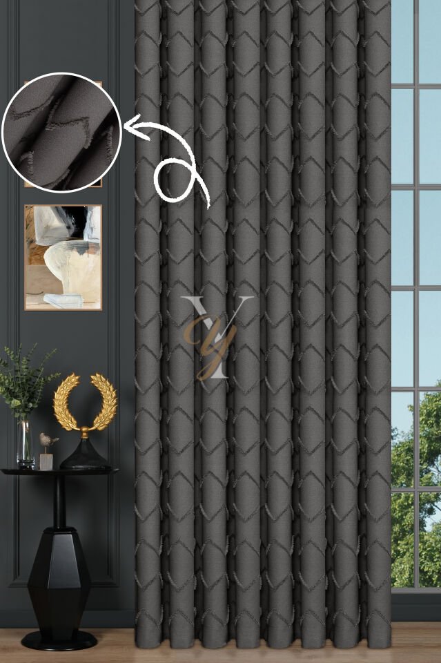 Jakar Kesme Fon Perde Ezgi V-6016 Antrasit