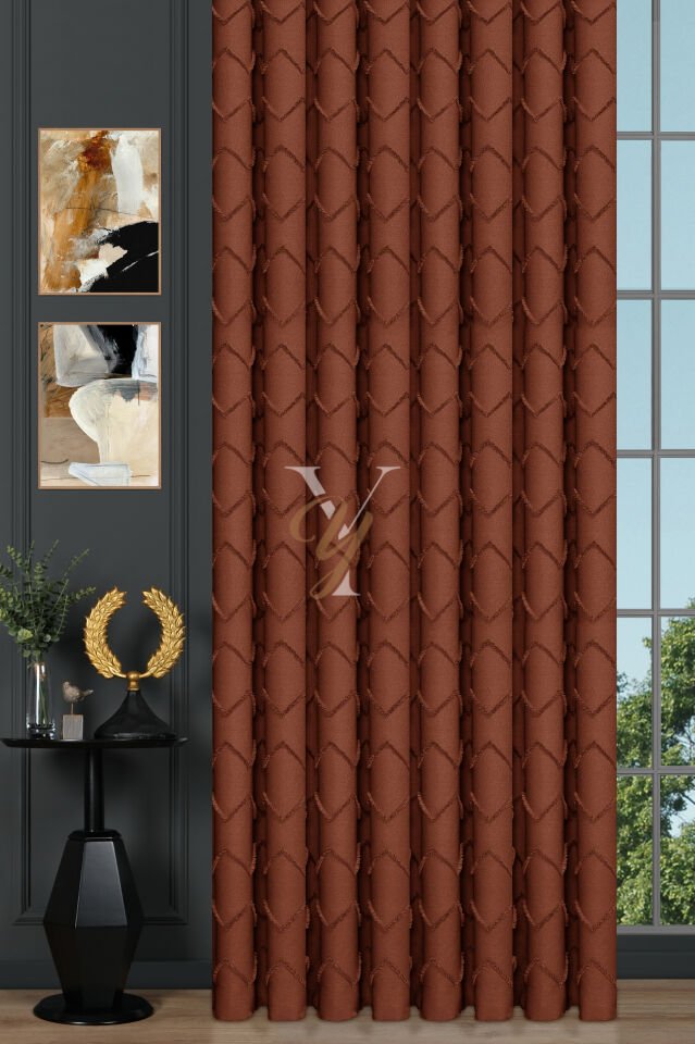 Jakar Kesme Fon Perde Ezgi V-6010 Turuncu