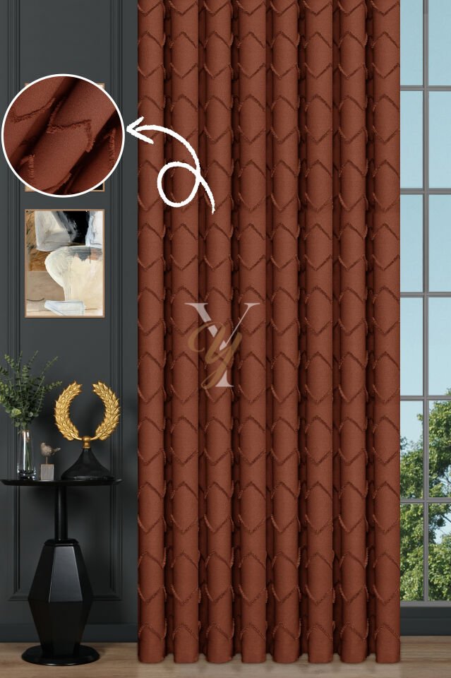 Jakar Kesme Fon Perde Ezgi V-6010 Turuncu