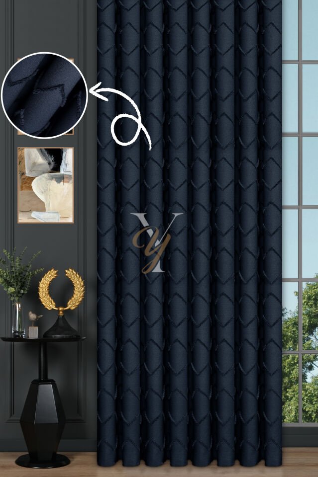 Jakar Kesme Fon Perde Ezgi V-6009 Lacivert