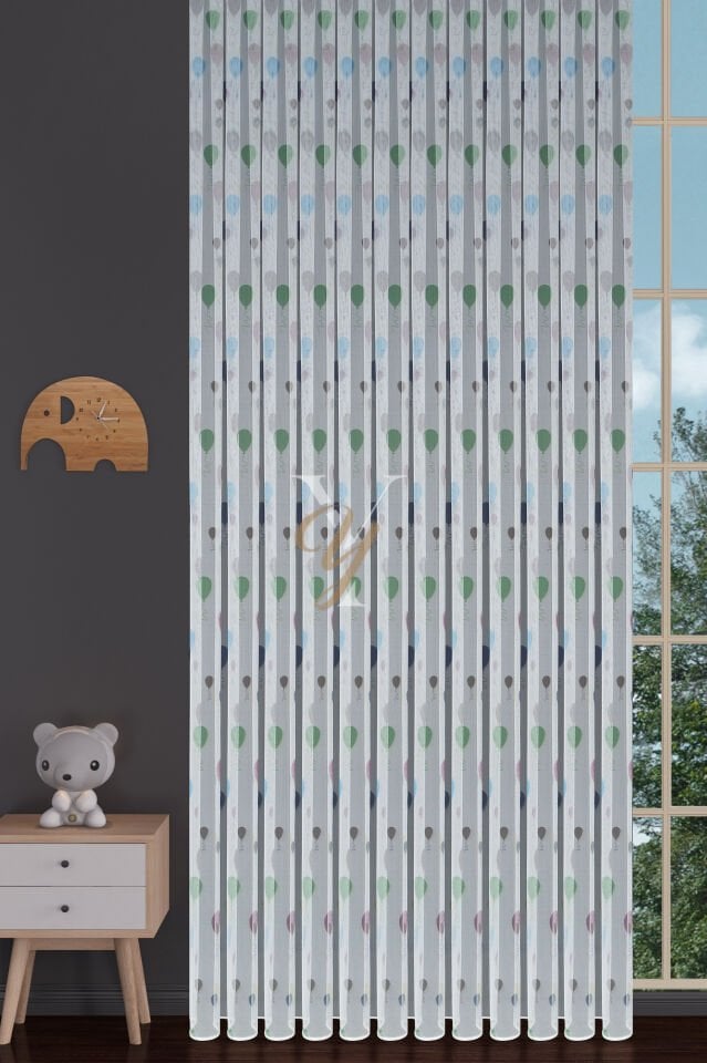 Baskılı Kurşunlu Grek Tül Perde Çocuk Balon