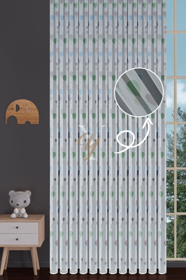 Baskılı Kurşunlu Grek Tül Perde Çocuk Balon