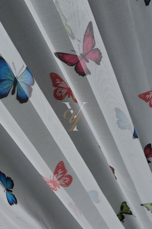 Baskılı Kurşunlu Grek Tül Perde Çocuk Kelebek