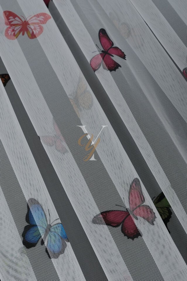 Baskılı Kurşunlu Grek Tül Perde Çocuk Kelebek