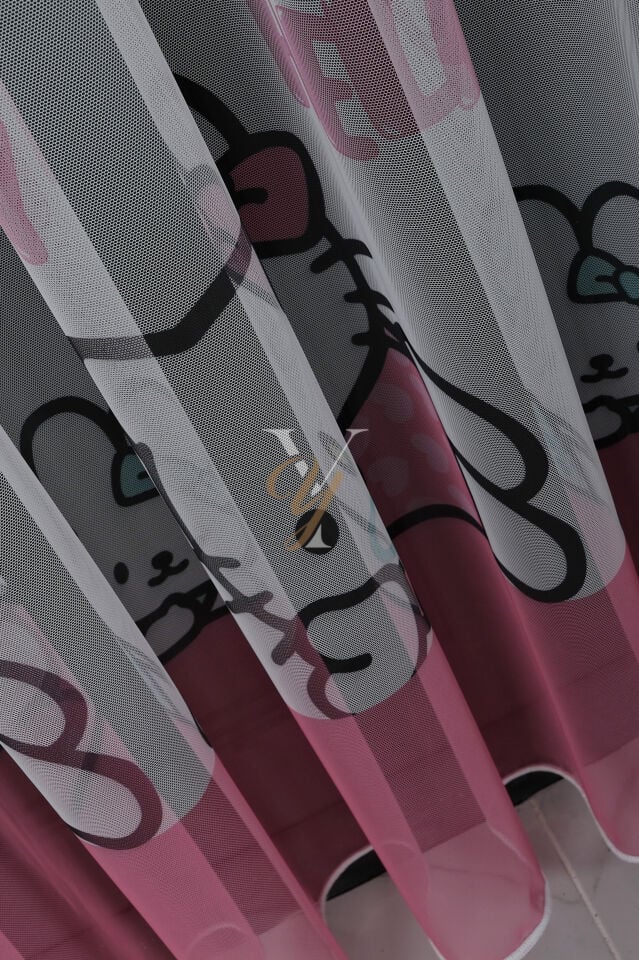 Baskılı Kurşunlu Grek Tül Perde Çocuk H.Kitty