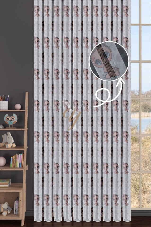 Baskılı Kurşunlu Grek Tül Perde Çocuk Bebek