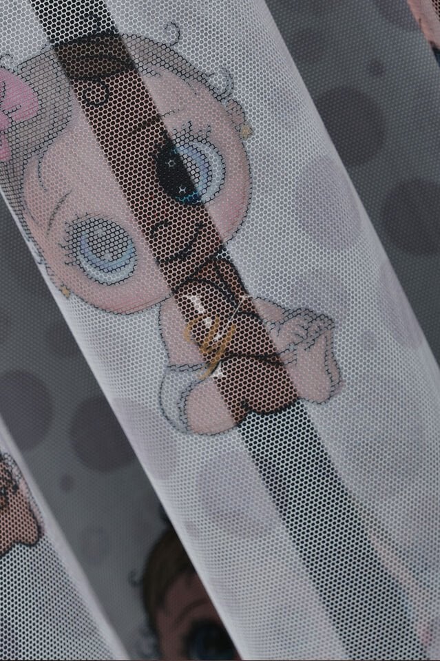 Baskılı Kurşunlu Grek Tül Perde Çocuk Bebek