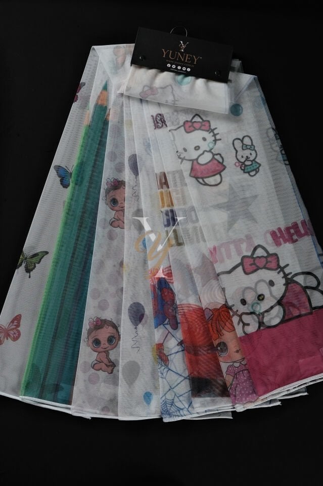 Baskılı Kurşunlu Grek Tül Perde Çocuk Bebek