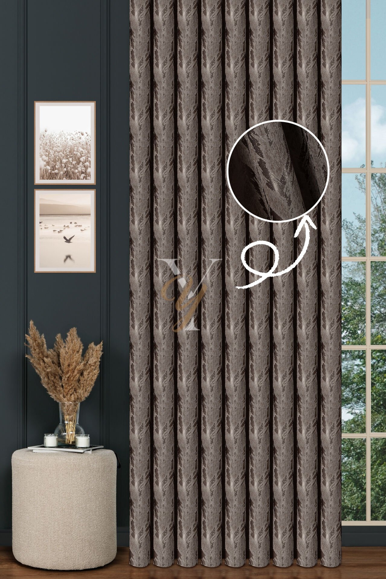 Okyanus Fon Perde 201199 V-51939 Sütlü Kahve