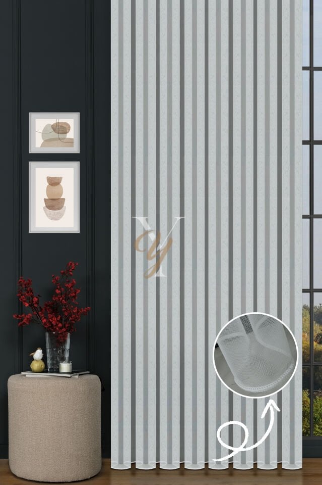 Grek Tül Perde Kurşunlu V-Ekru